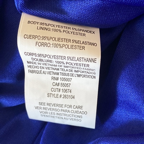 MARINA Blue Stretch Rhinestone Collar Jewel Neck Sheath Cocktail Dress size 6 - Picture 8 of 9